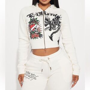 🆕 Ed Hardy Dragon Heart Zip Front Sweater
